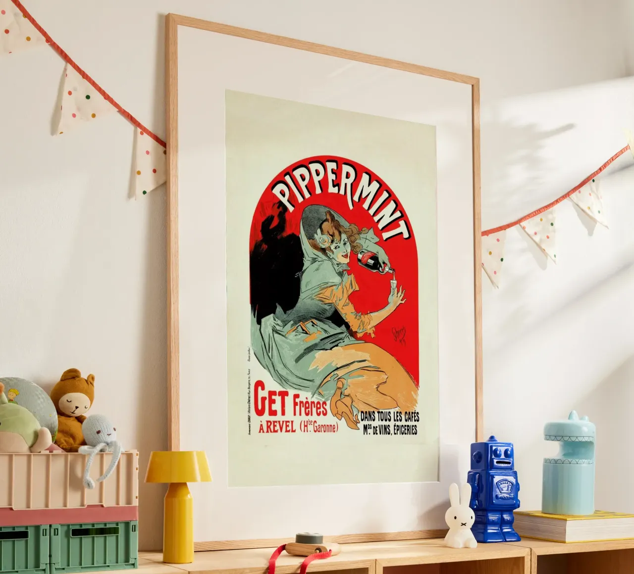 Belgium Poster for Pippermint - Jules Chéret poster con telaio in legno da Artokoloro Quint Lox Ltd