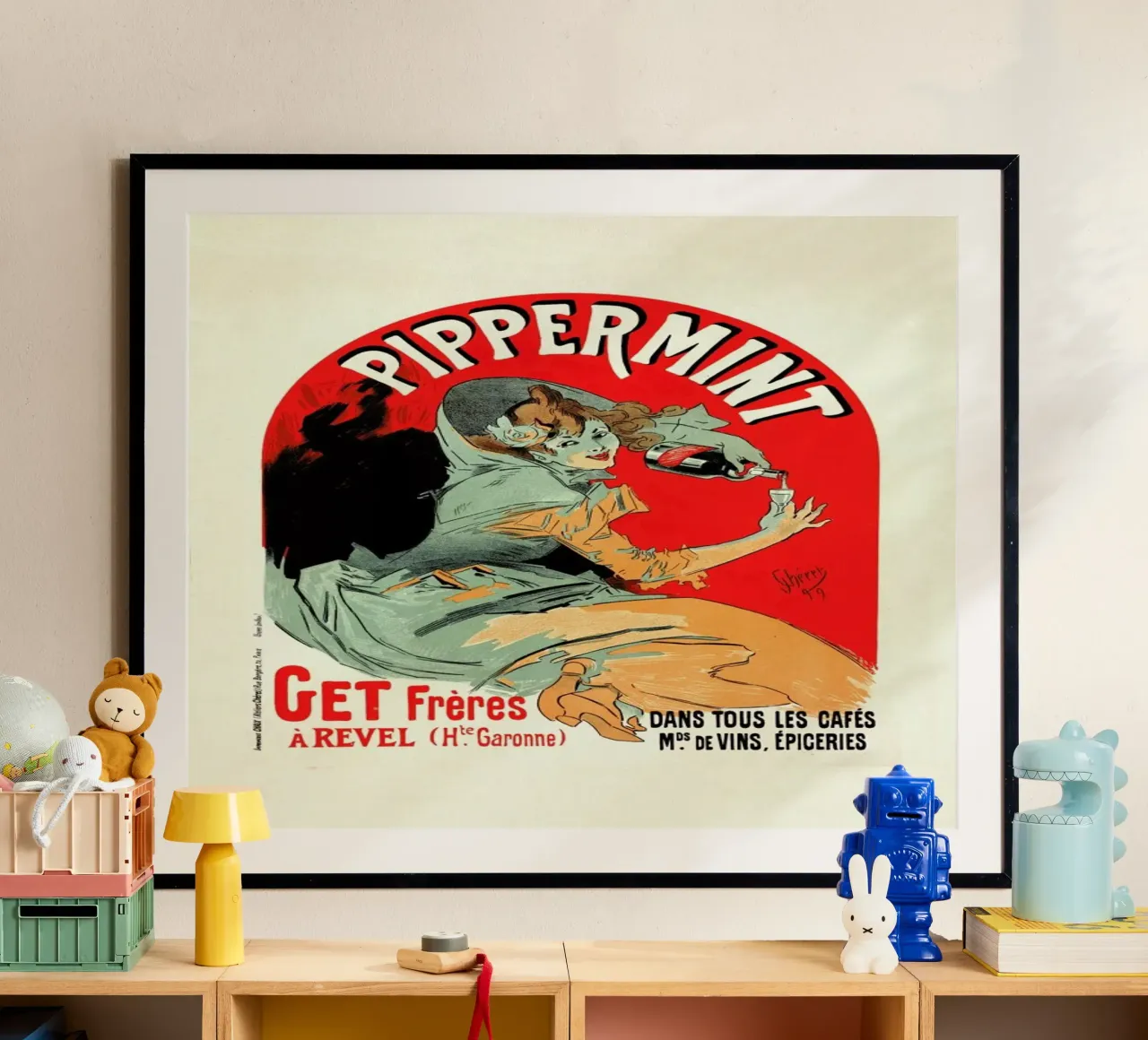 Belgium Poster for Pippermint - Jules Chéret poster con telaio in legno da Artokoloro Quint Lox Ltd