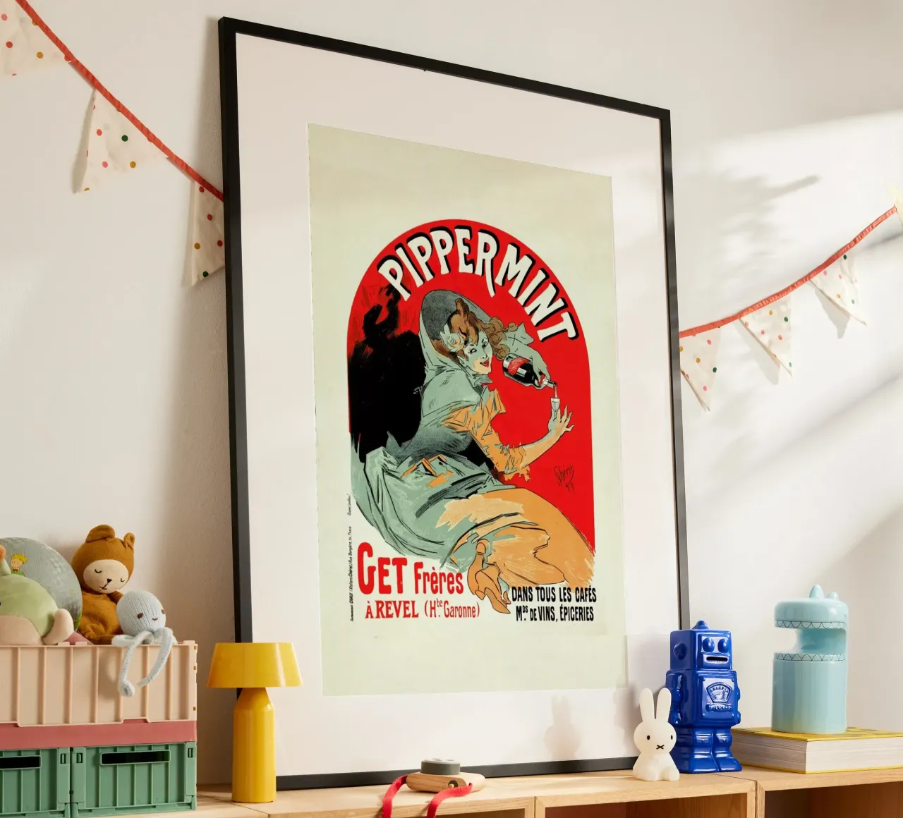 Belgium Poster for Pippermint - Jules Chéret poster con telaio in legno da Artokoloro Quint Lox Ltd