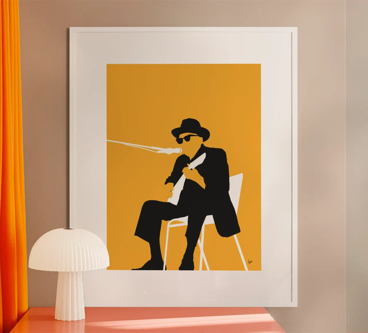 No054 JOHNNY LEE HOOKER poster con telaio in plastica da Iconic Rockstars