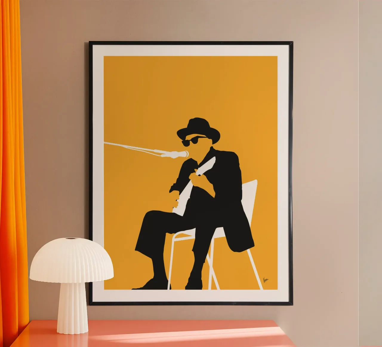 No054 JOHNNY LEE HOOKER poster con telaio in plastica da Iconic Rockstars