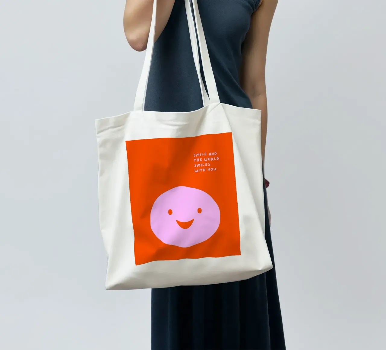 Smile and the world smiles with you borsa in juta da Ohkimiko