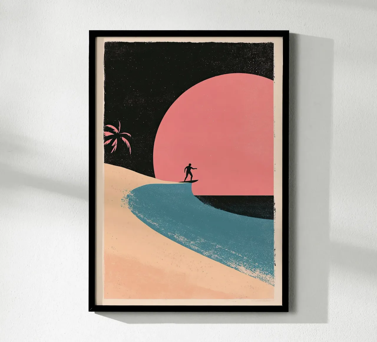 Surfer Meer Sonne Strand Urlaub Sommer Poster von Nikis Art Studio