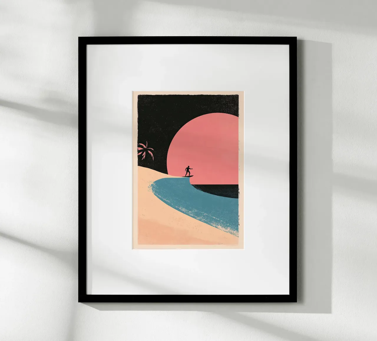 Surfer Meer Sonne Strand Urlaub Sommer Poster von Nikis Art Studio
