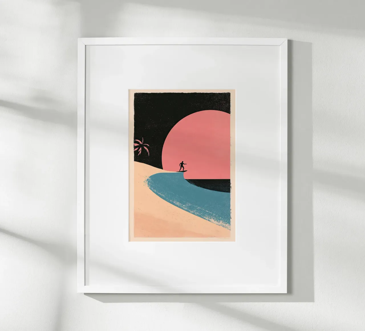 Surfer Meer Sonne Strand Urlaub Sommer Poster von Nikis Art Studio