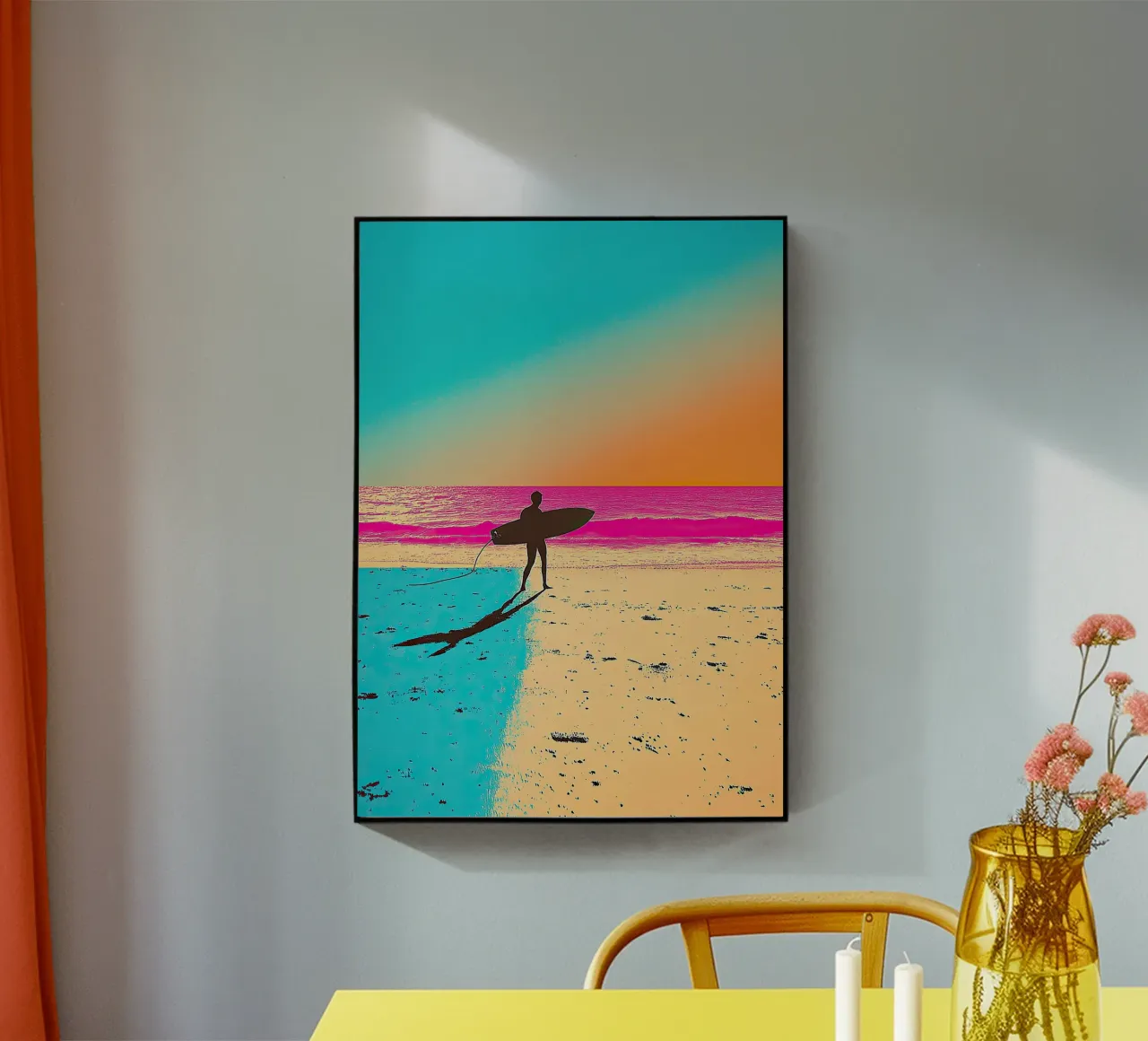 Surfing Sea Sun Beach Holiday Summer acrylic glass by Nikis Art Studio