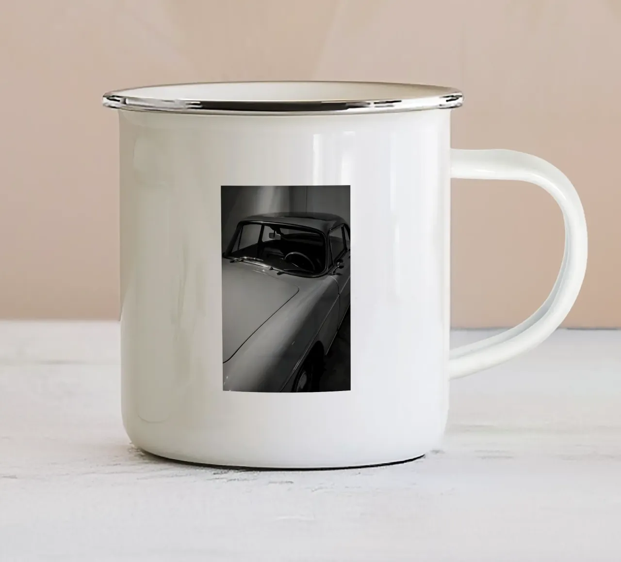 Auto d'epoca monocromatiche tazza in smalto da CAR EDITION