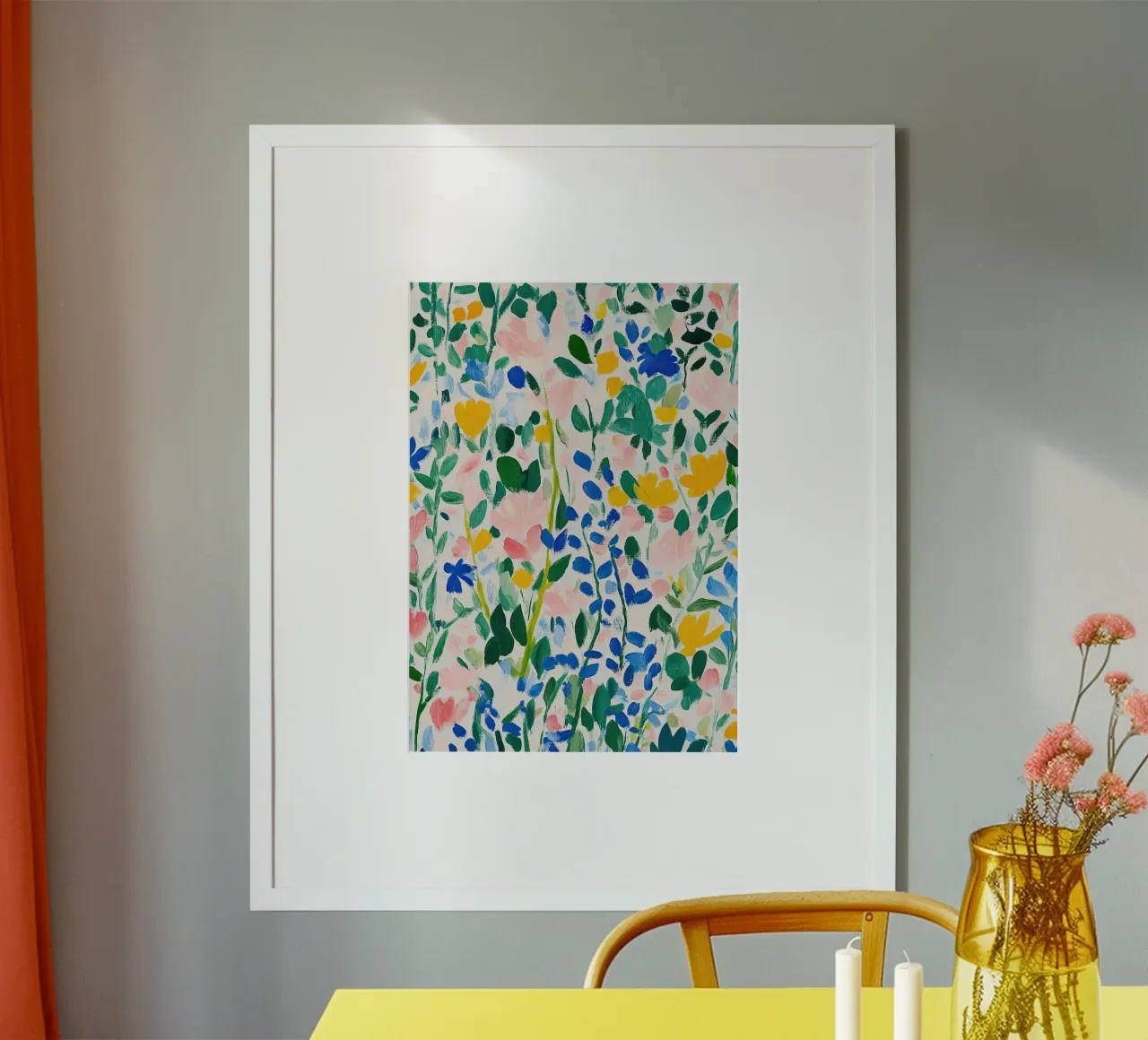 Une explosion de couleurs dans un océan de fleurs poster de Nikis Art Studio