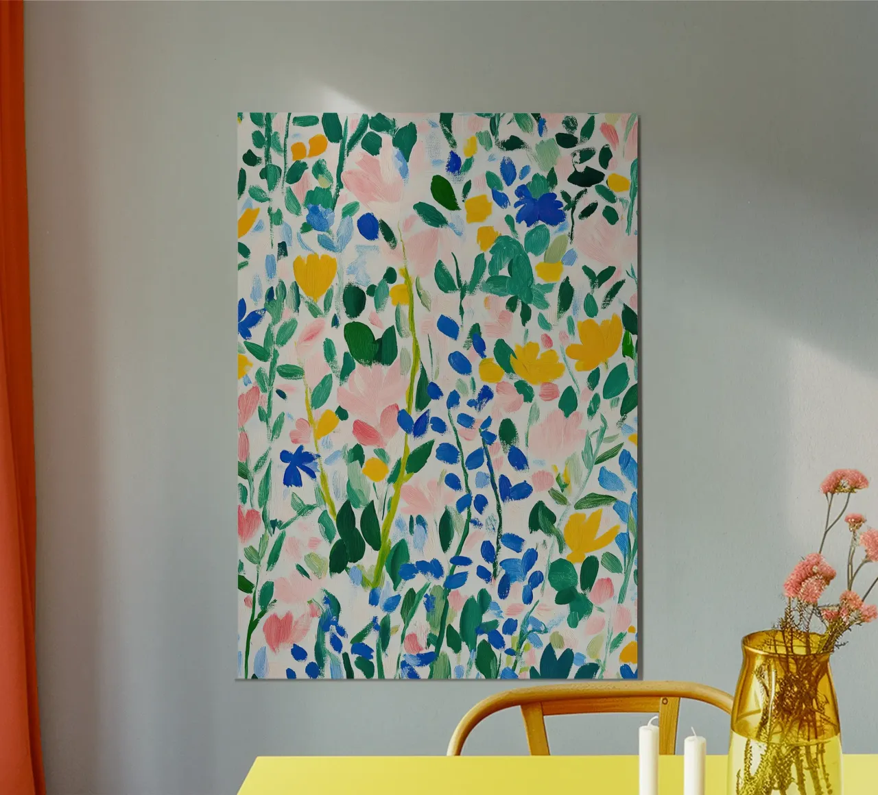 Une explosion de couleurs dans un océan de fleurs poster de Nikis Art Studio