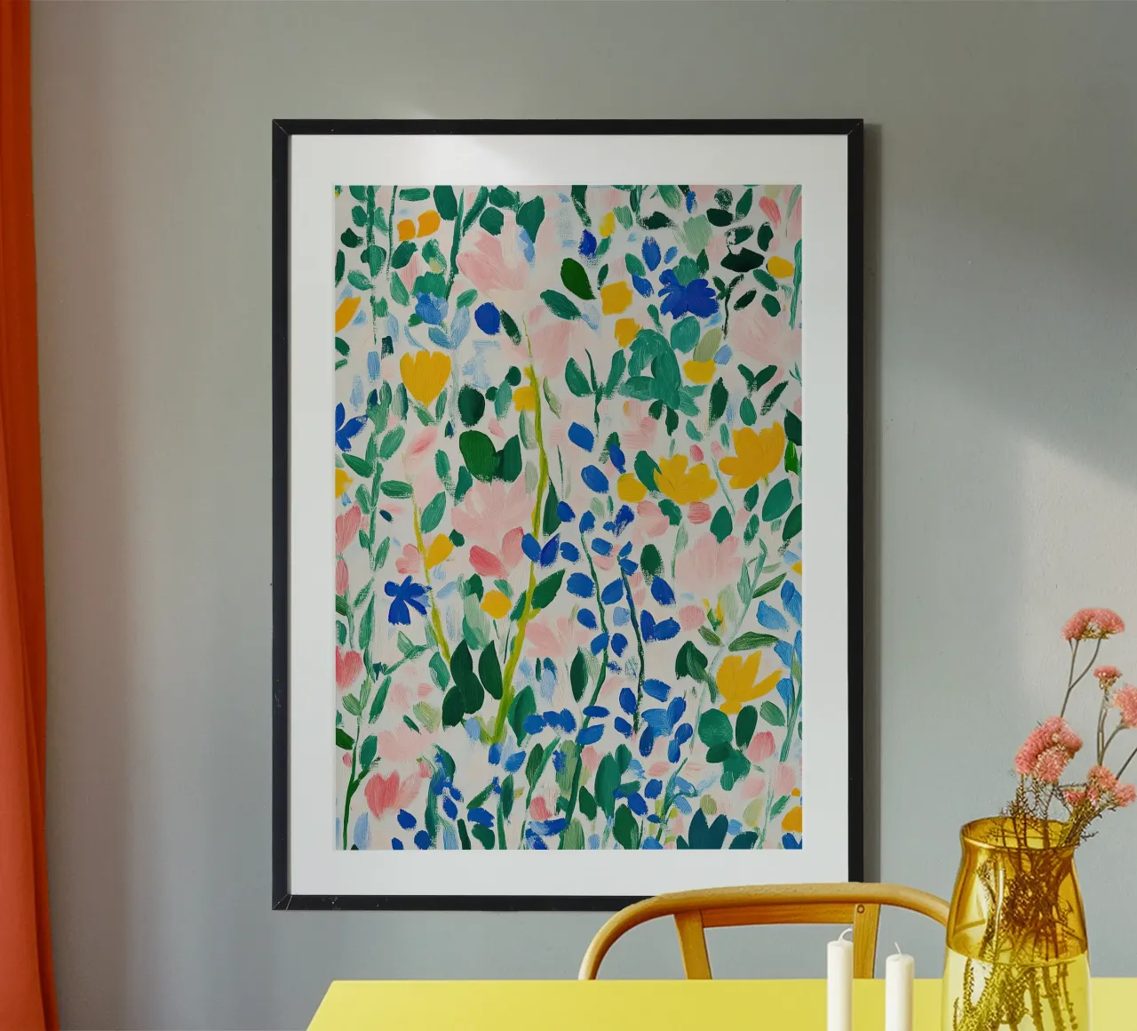 Une explosion de couleurs dans un océan de fleurs poster de Nikis Art Studio