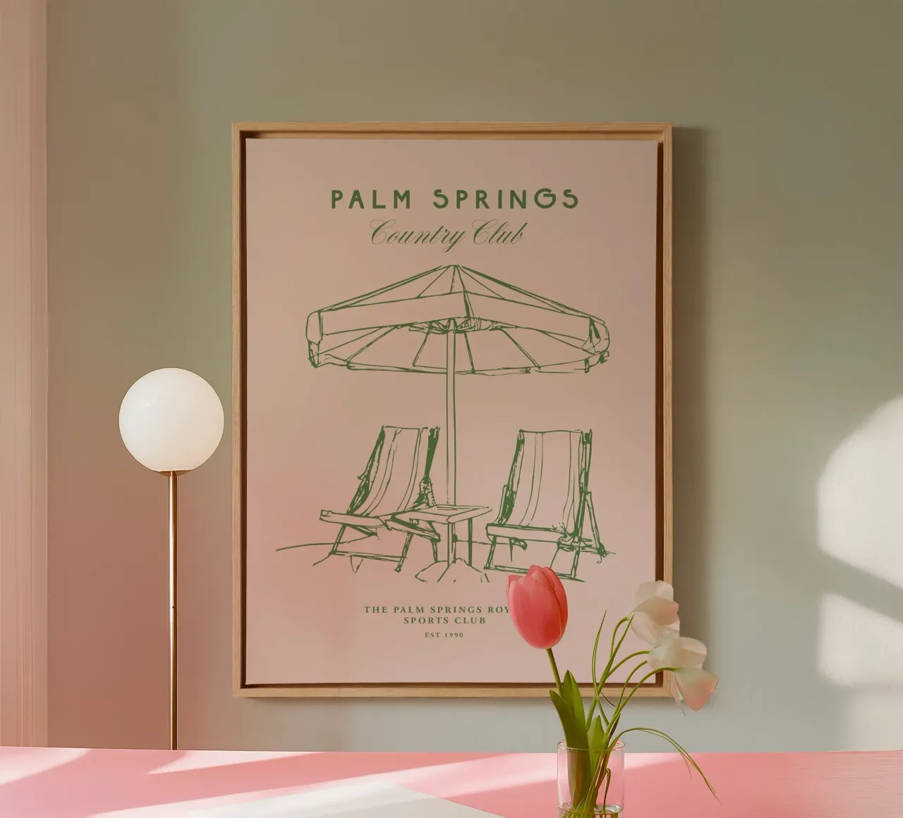 Palm Springs Club No 01 tela con Cornice a cassetta da treechild