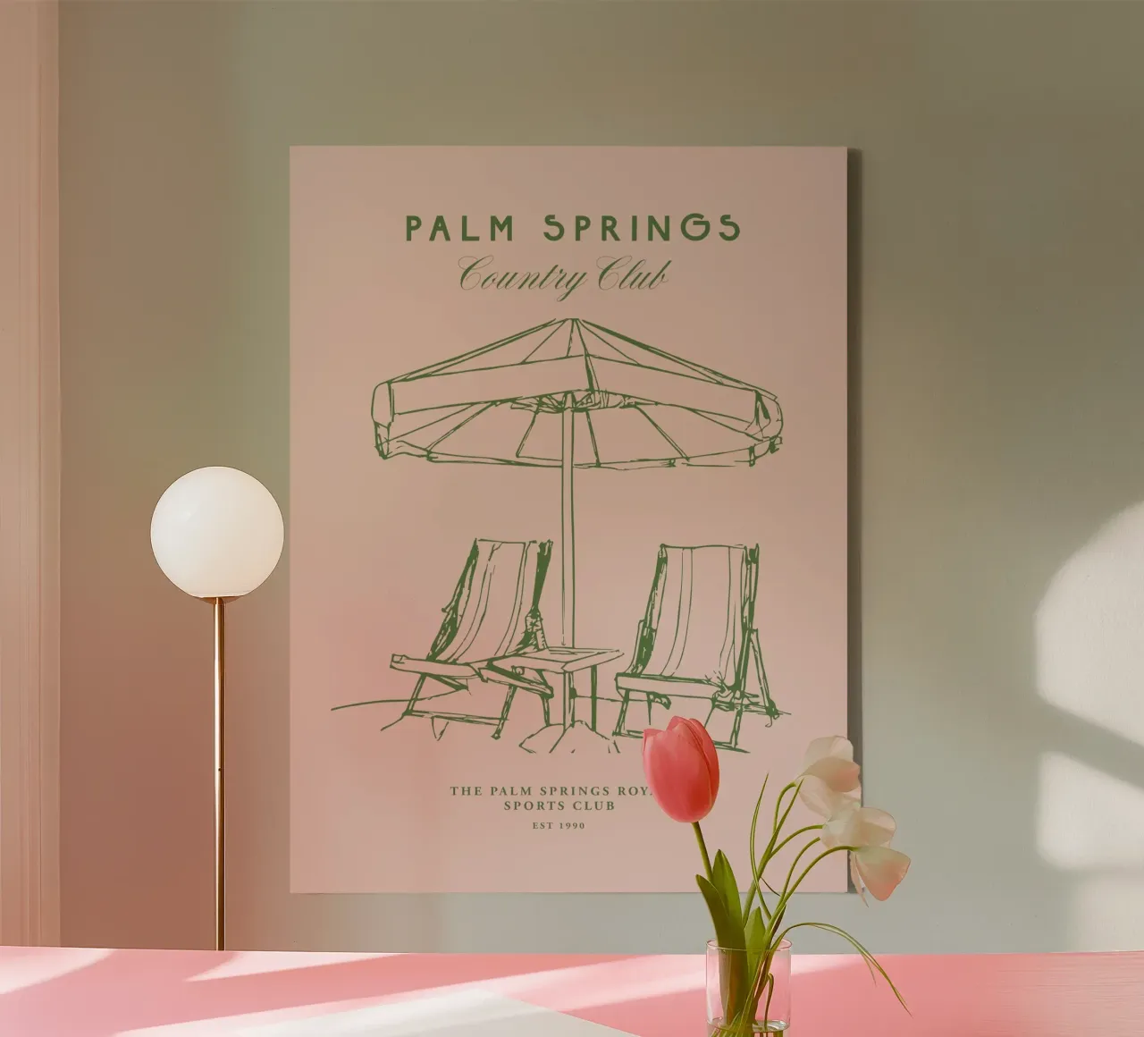 Palm Springs Club No 01 tela con Cornice a cassetta da treechild