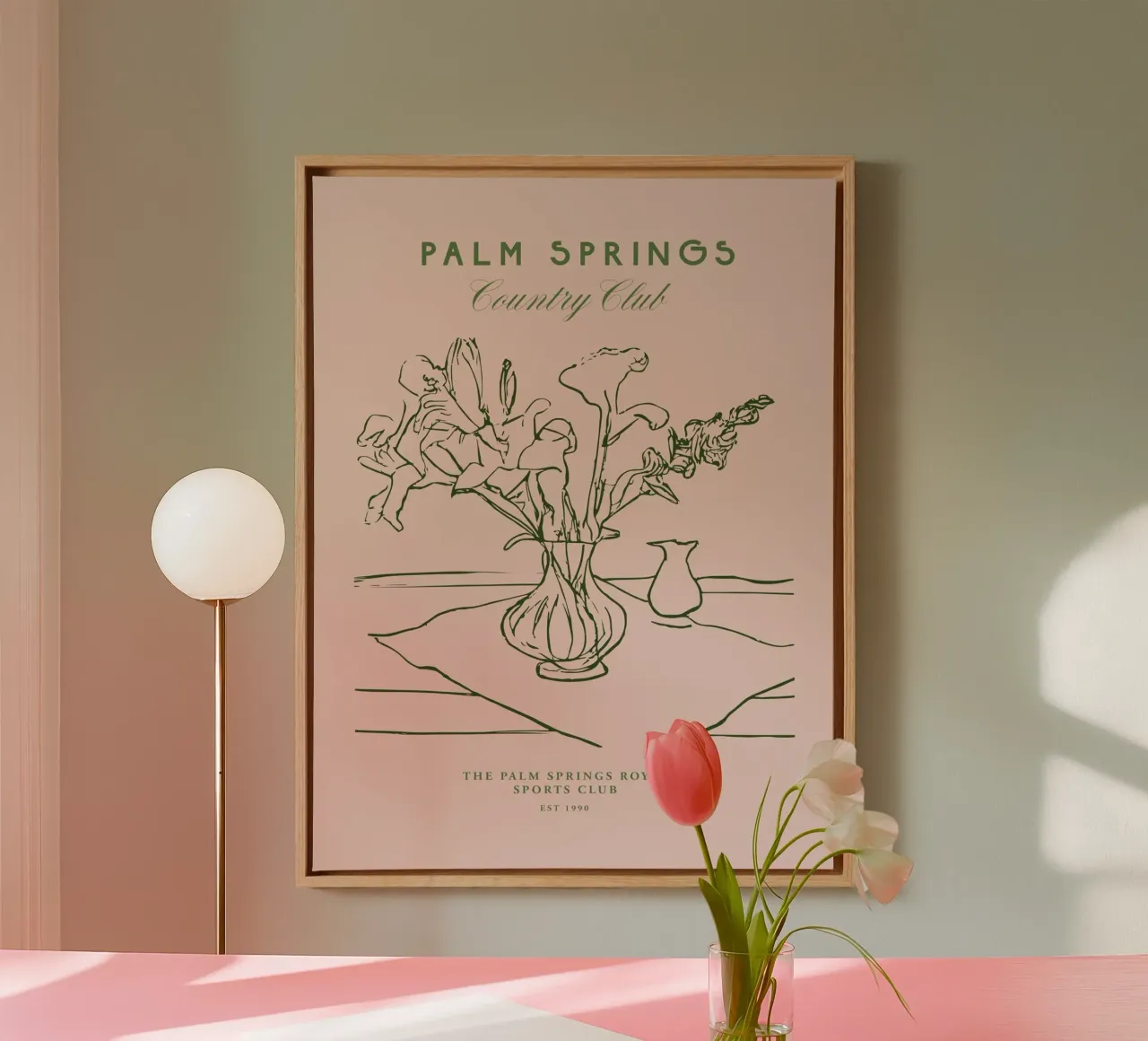 Palm Springs Club No 02 tela con Cornice a cassetta da treechild