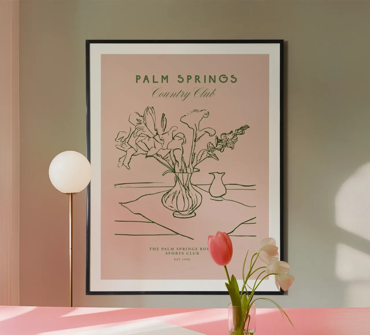 Palm Springs Club No 02 poster con telaio in alluminio da treechild
