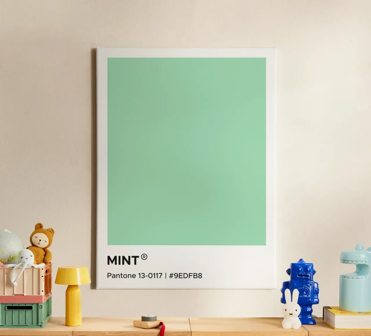 Mint Pantone canvas met Baklijst van Paigaam Studio