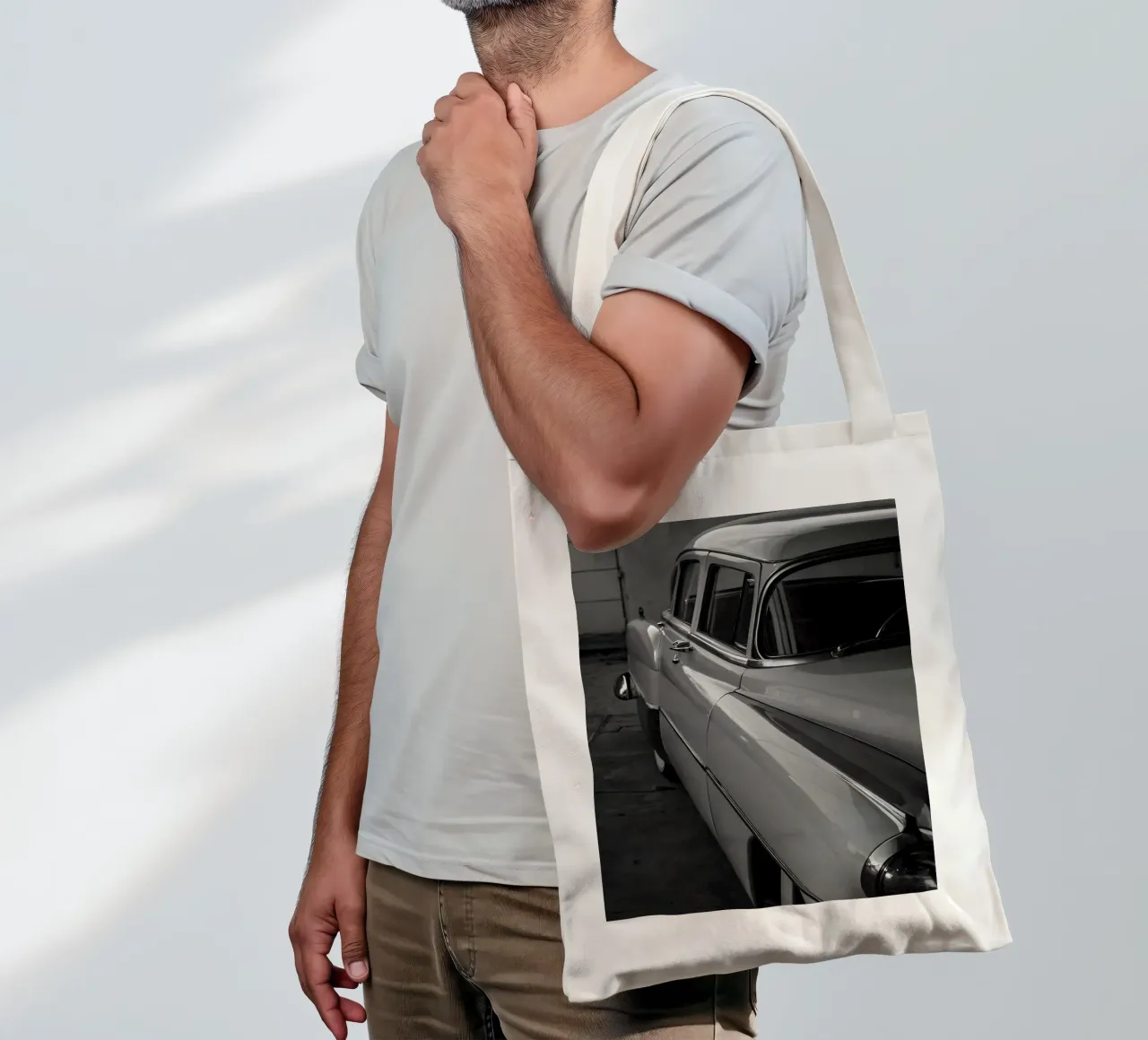Auto d'epoca monocromatiche borsa in juta da CAR EDITION