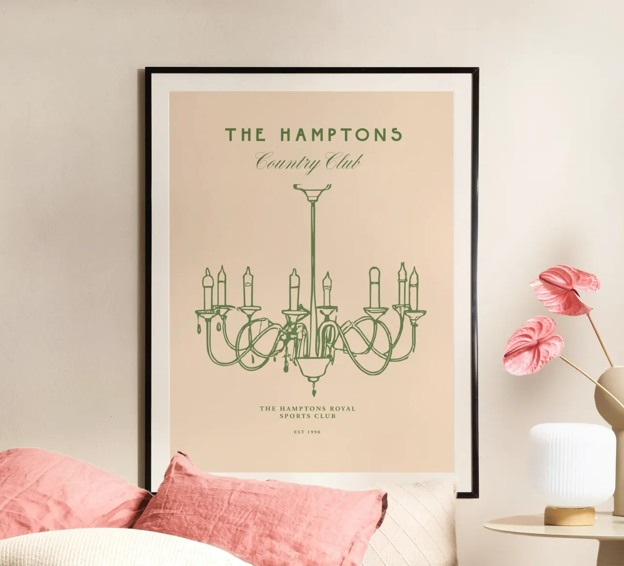 The Hamptons Country Club No 01 poster con telaio in legno da treechild