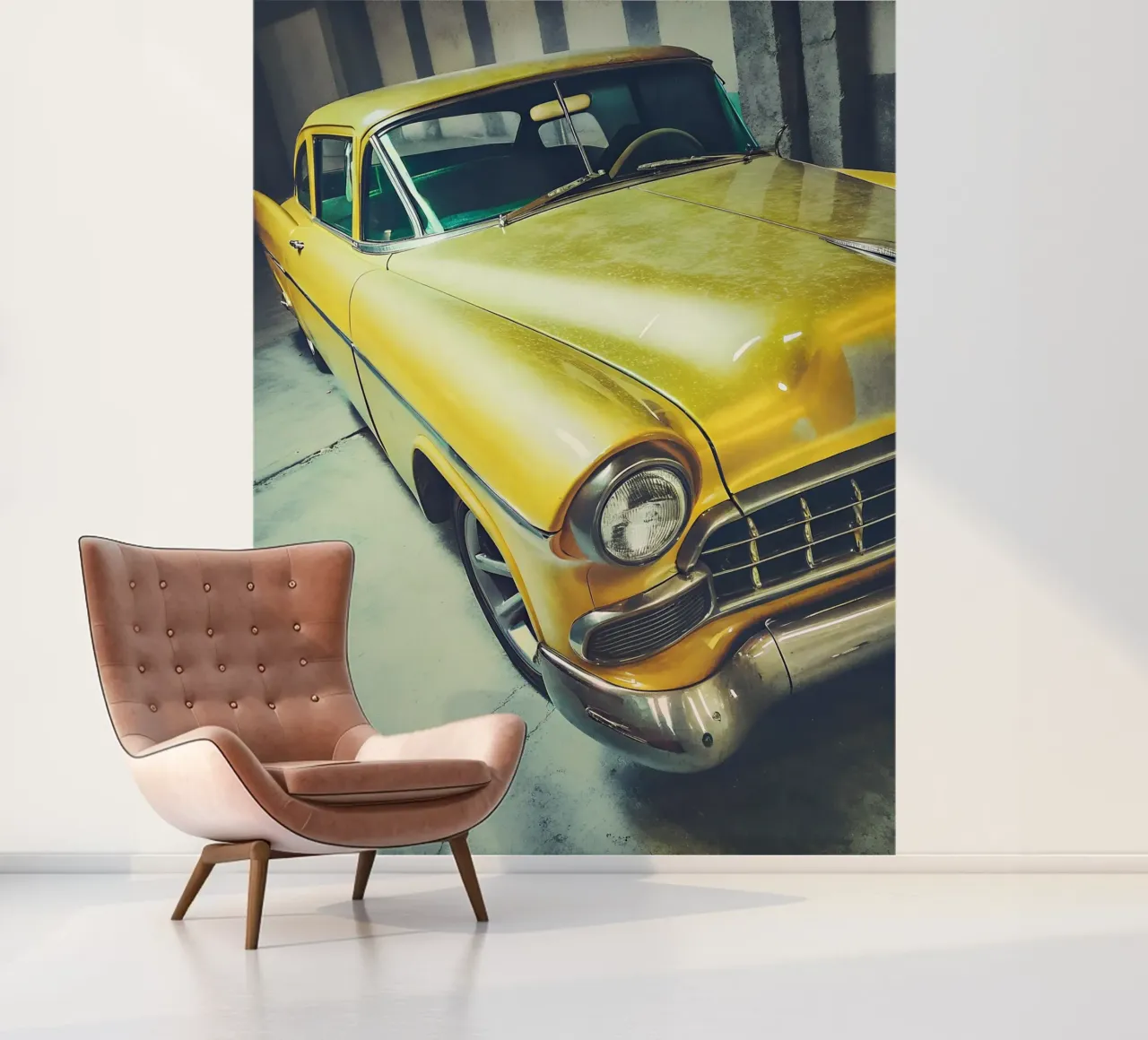 Coche clásico amarillo papel para pared de CAR EDITION
