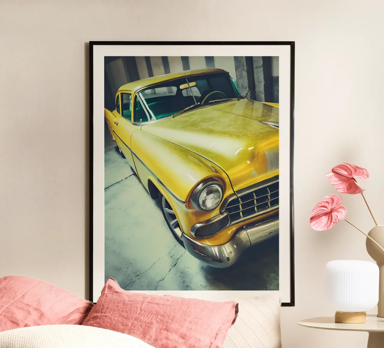 Gelber Oldtimer Poster von CAR EDITION