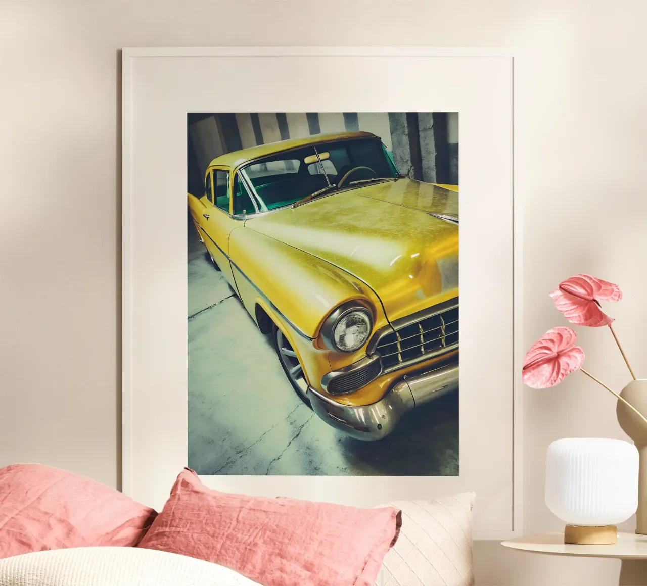 Gelber Oldtimer Poster von CAR EDITION