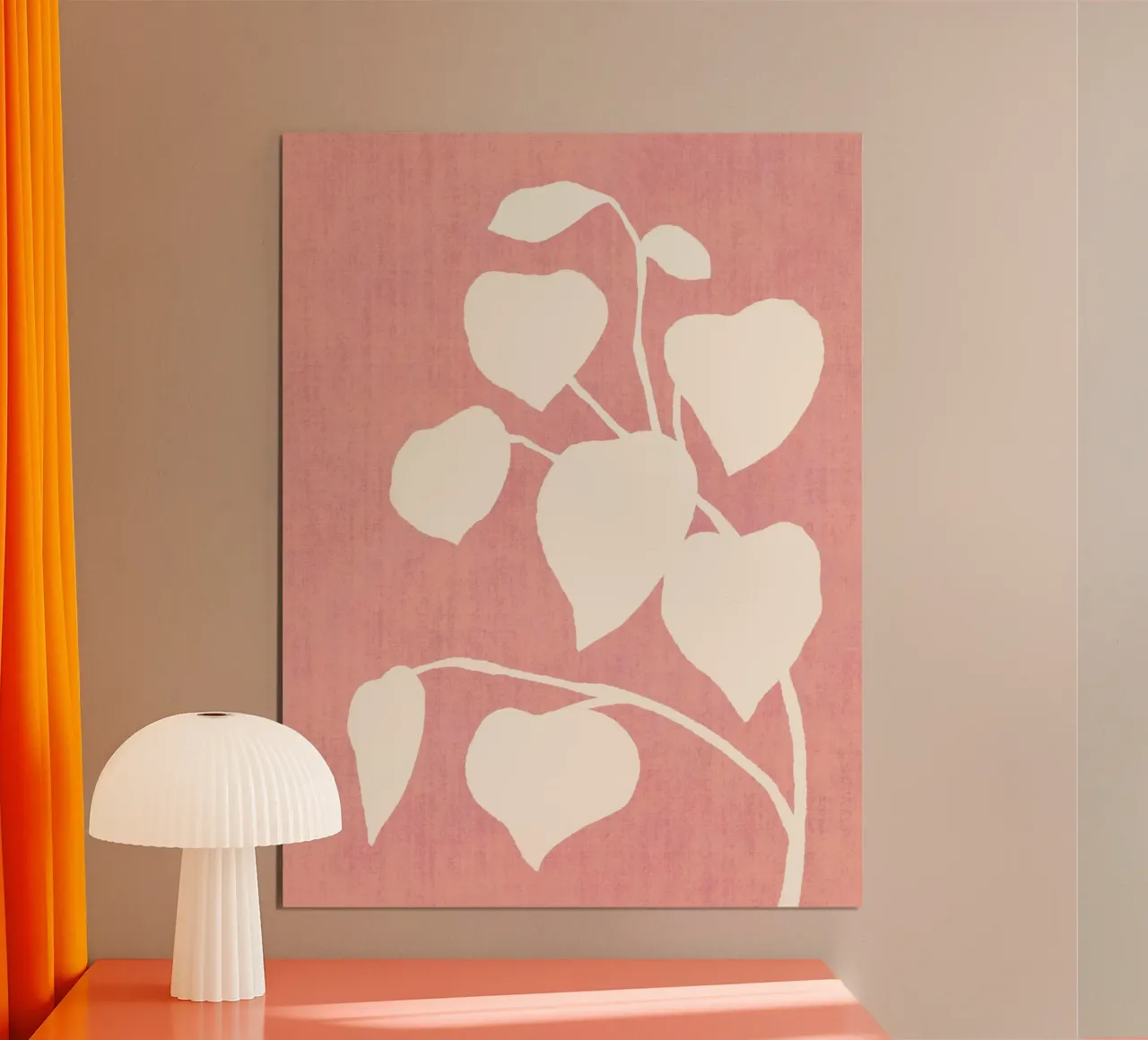 Foglia d'ombra botanica - Rosa poster con telaio in alluminio da MoonlightPrint
