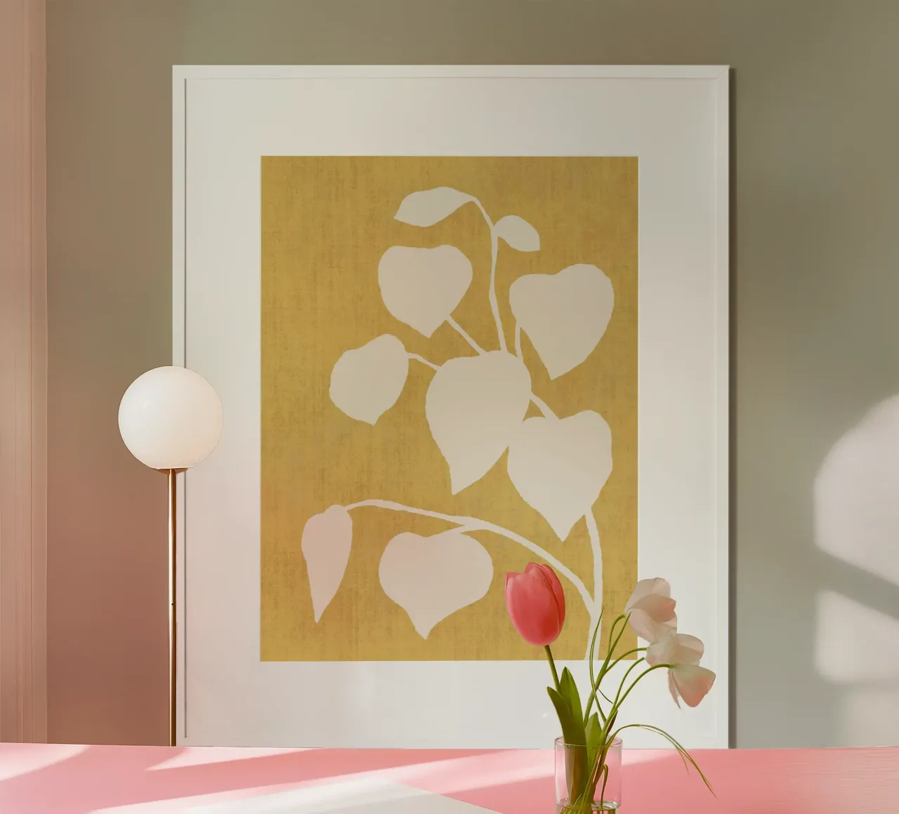 Botanic Shade Leaf - Goldgelb Poster von MoonlightPrint