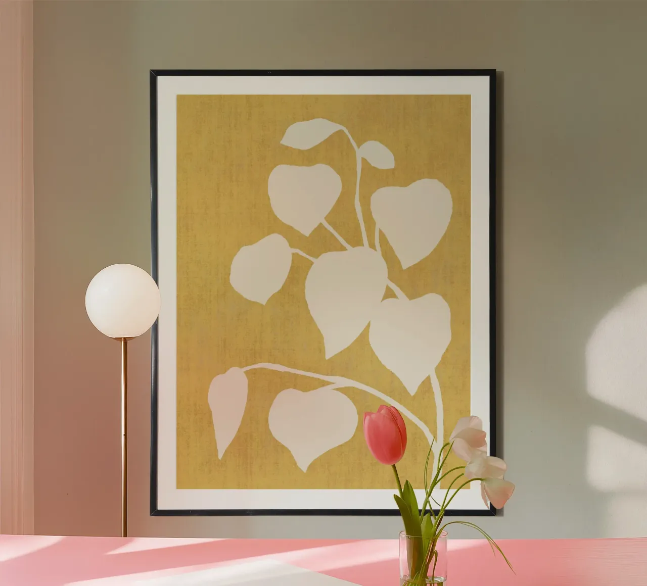 Botanic Shade Leaf - Goldgelb Poster von MoonlightPrint
