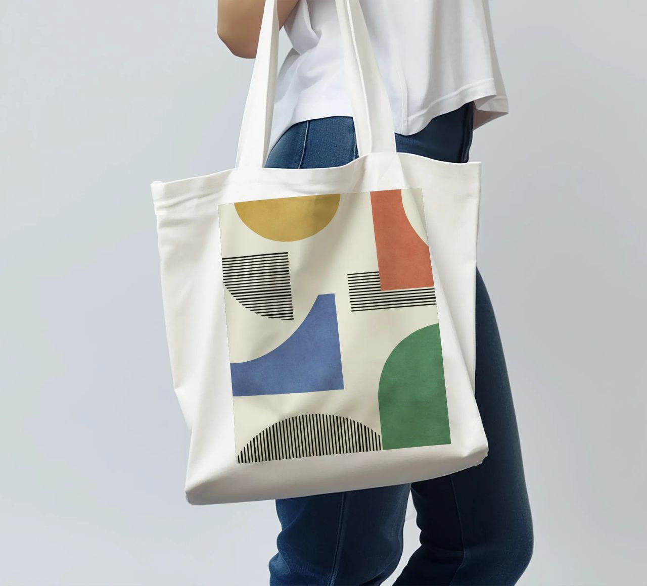 Líneas abstractas Forma Composición - Colorido tote bag de MoonlightPrint