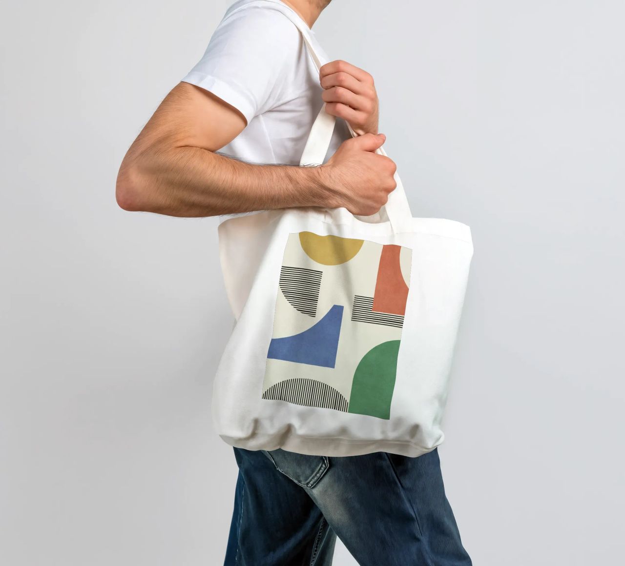Líneas abstractas Forma Composición - Colorido tote bag de MoonlightPrint