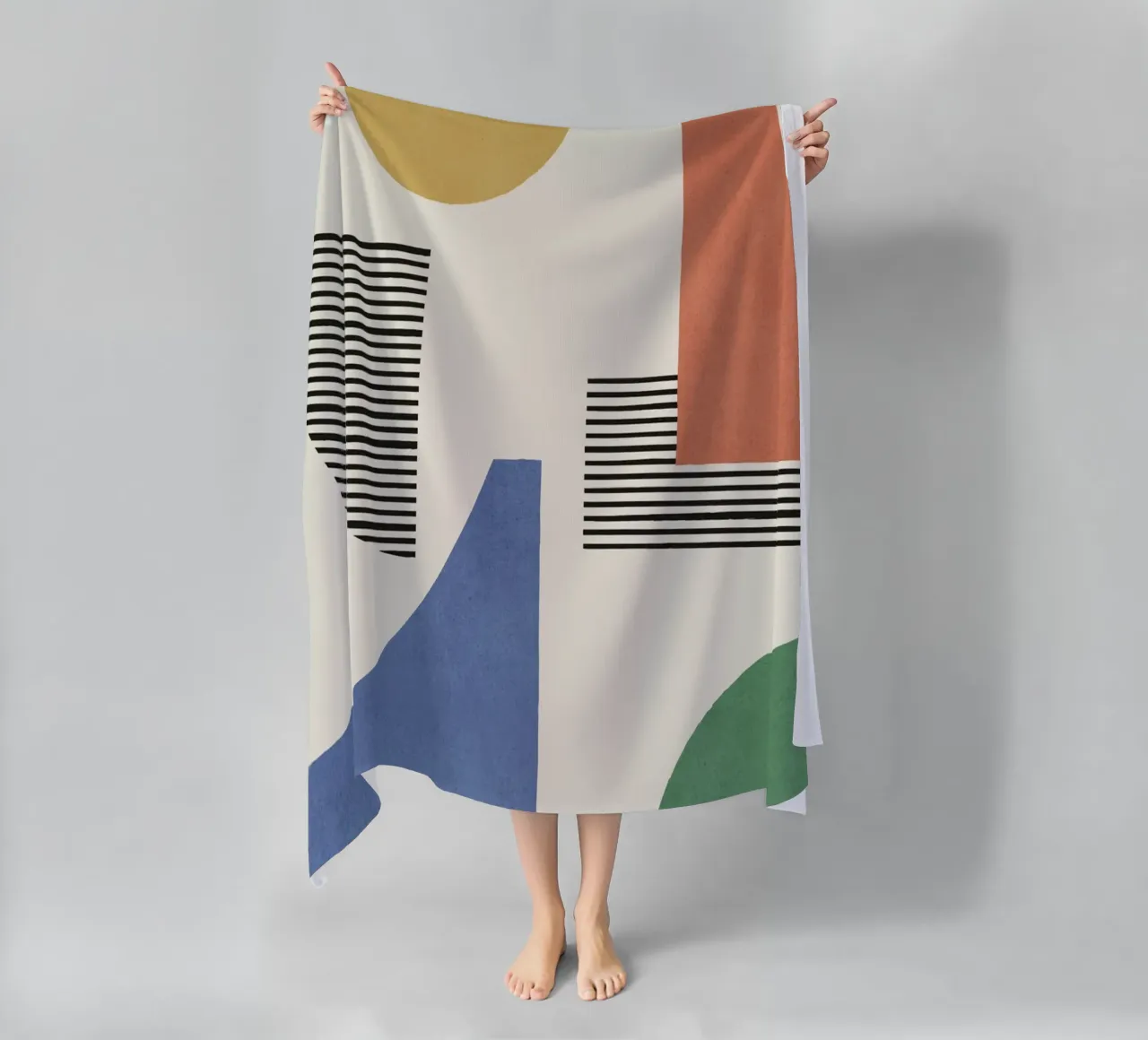 Composizione astratta di linee e forme - Colorato telo mare da MoonlightPrint