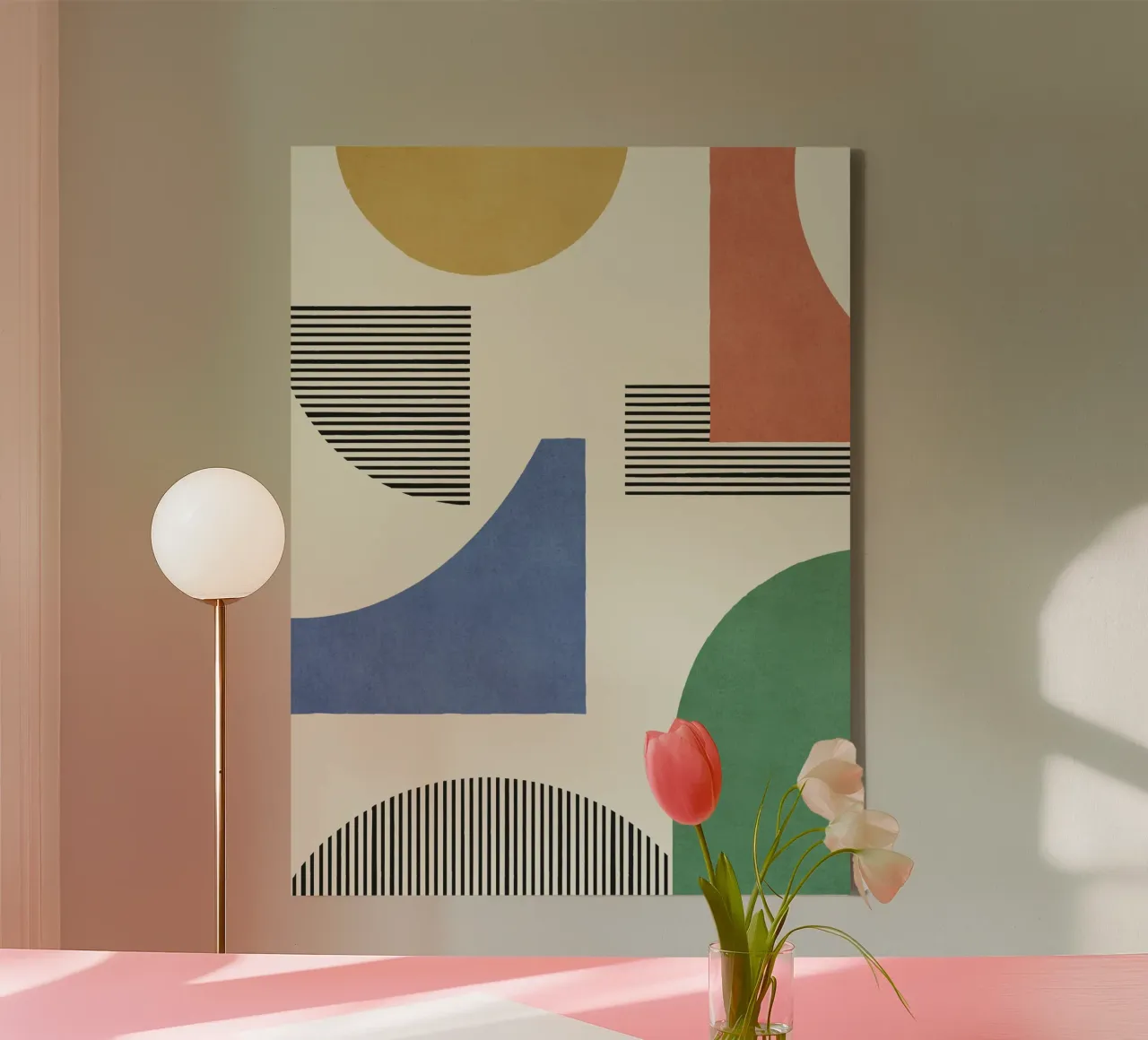 Abstract Lines Shape Composition - Colorful canvas by MoonlightPrint