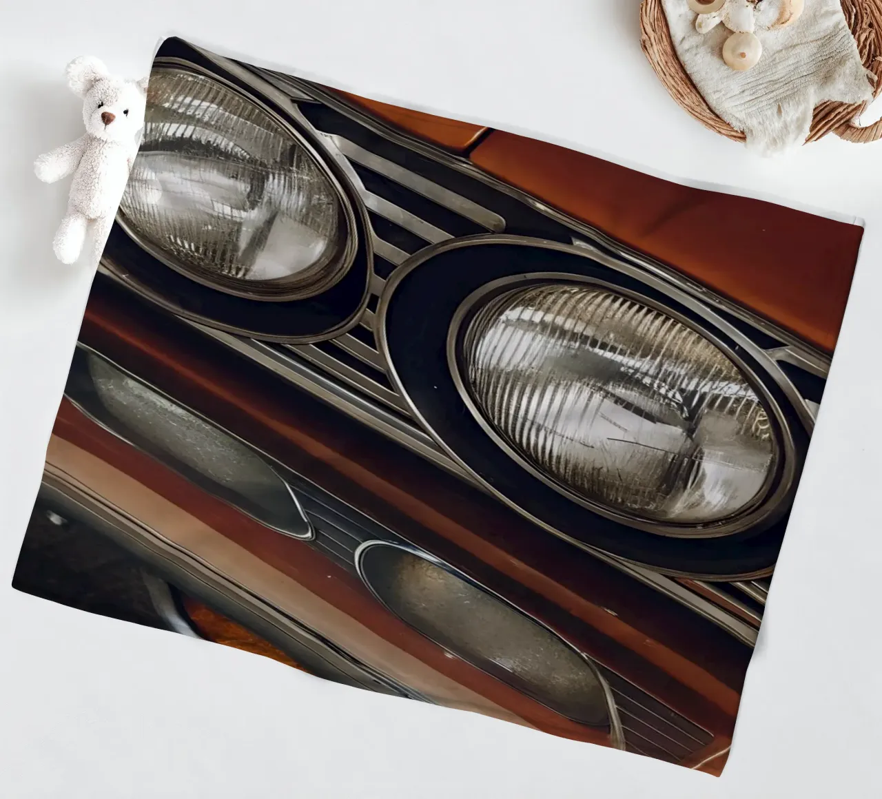 Oldtimer Front Detail Fleecedecke von CAR EDITION