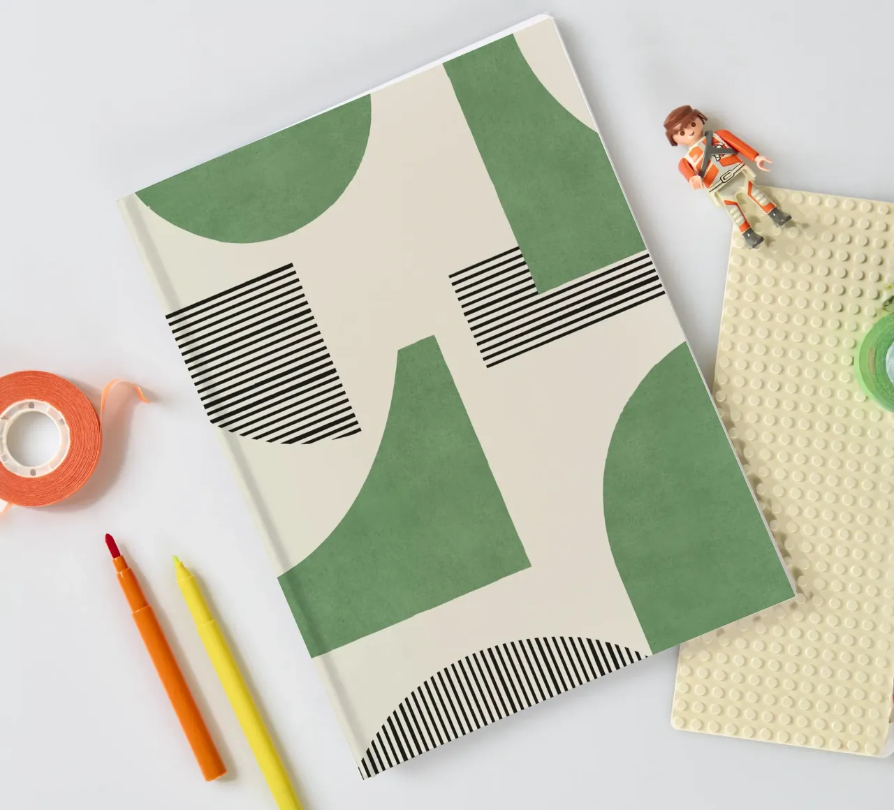 Abstract Lines Composition - Green notebook by MoonlightPrint