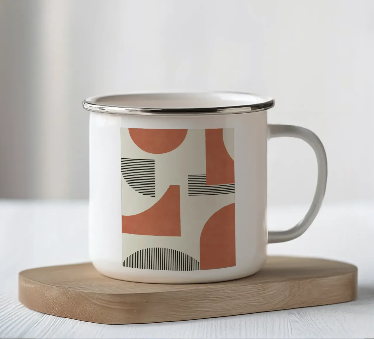 Abstract Lines Composition - Orange Terracotta enamel mug by MoonlightPrint