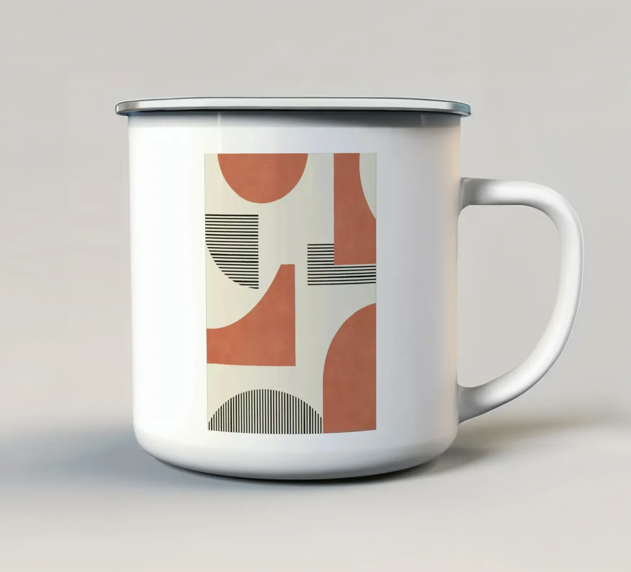 Composizione di linee astratte - Terracotta arancione tazza in smalto da MoonlightPrint