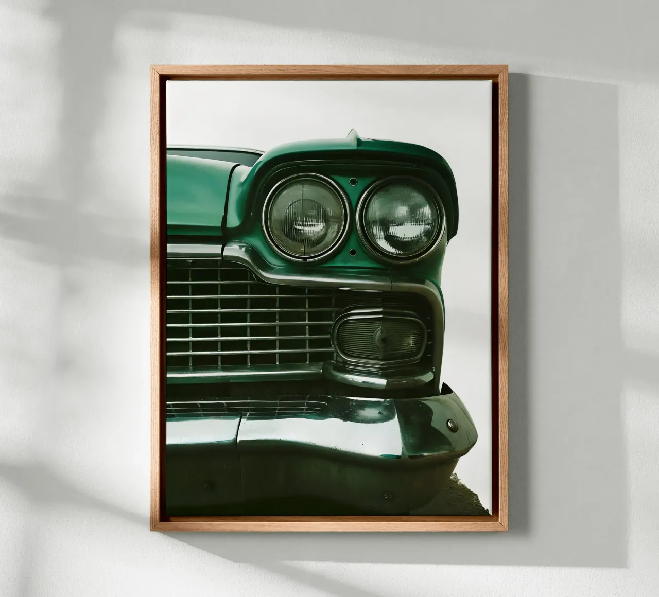 Dettaglio frontale di un'auto d'epoca tela con Cornice a cassetta da CAR EDITION