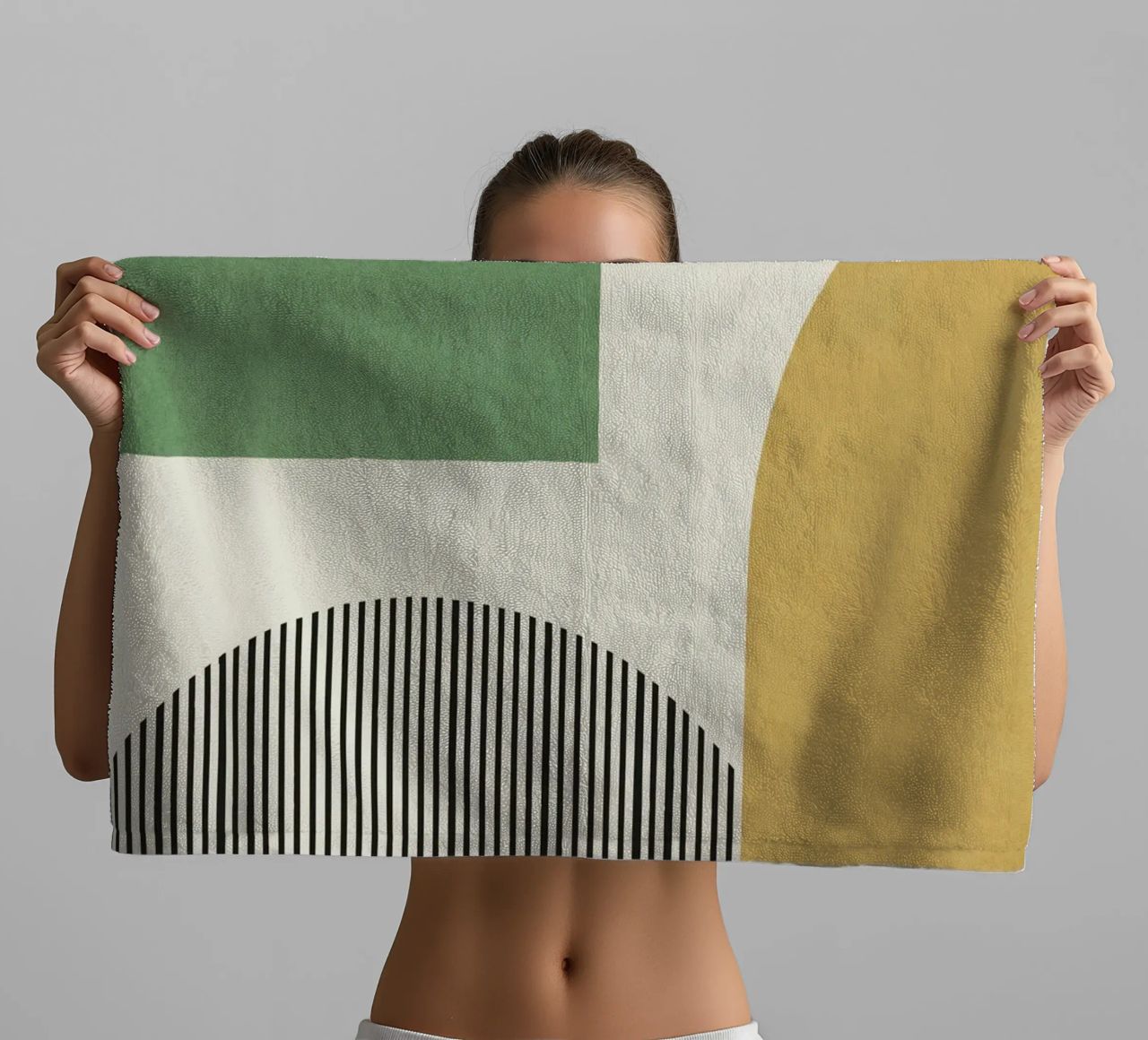 Composición de líneas abstractas - Oro Verde toalla de baño de MoonlightPrint