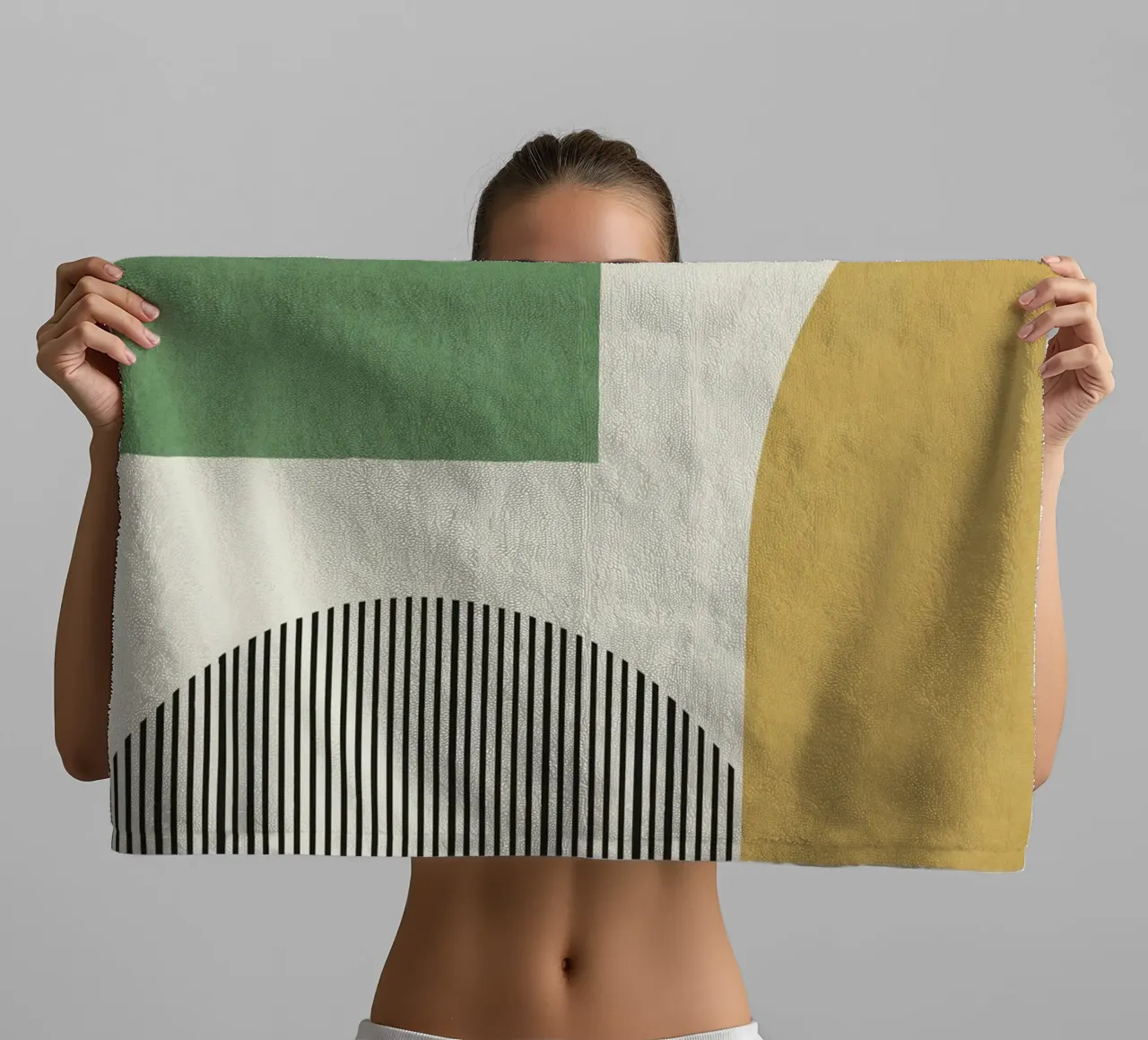 Composizione di linee astratte - Verde oro asciugamano da bagno da MoonlightPrint