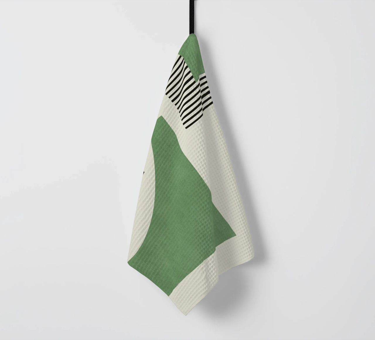 Composición de líneas abstractas - Oro Verde paño de cocina de MoonlightPrint