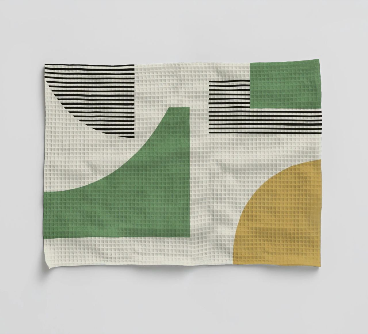 Composición de líneas abstractas - Oro Verde paño de cocina de MoonlightPrint