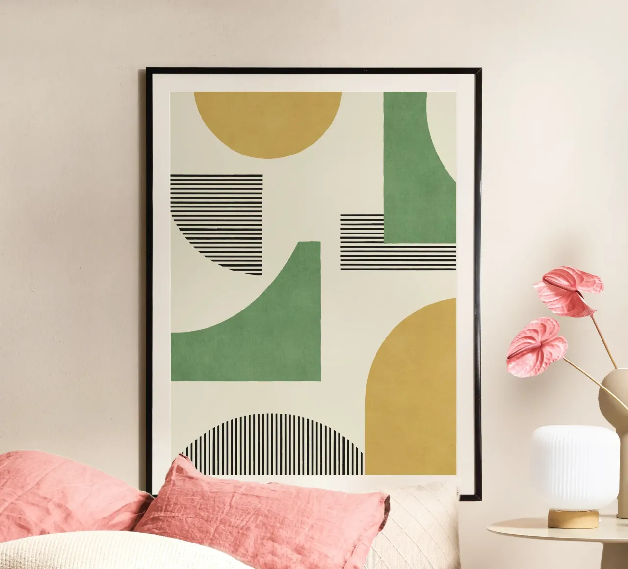 Composizione di linee astratte - Verde oro carta hahnemühle da MoonlightPrint