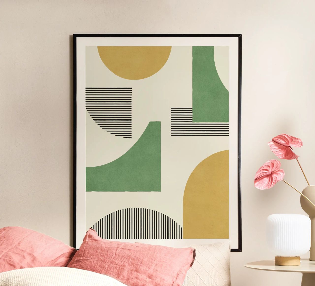 Composición de líneas abstractas - Oro Verde poster de MoonlightPrint