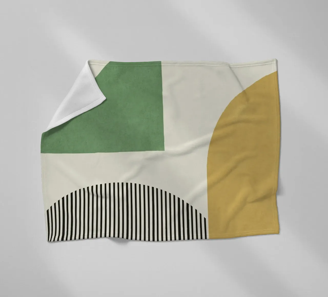 Abstracte lijnen compositie - Goudgroen fleecedeken van MoonlightPrint