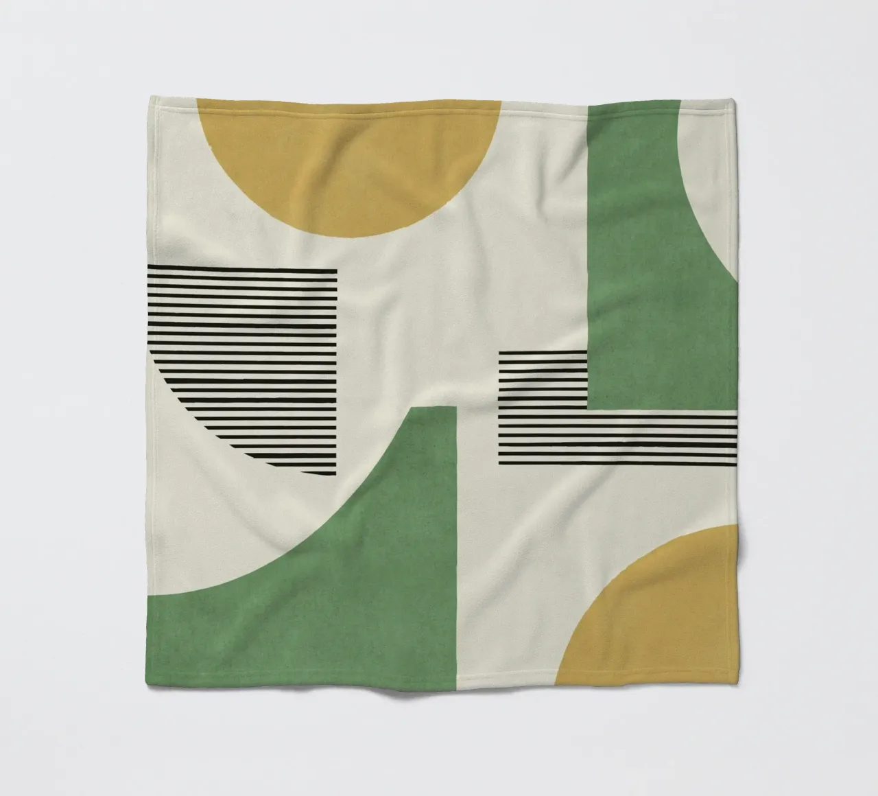 Abstracte lijnen compositie - Goudgroen fleecedeken van MoonlightPrint