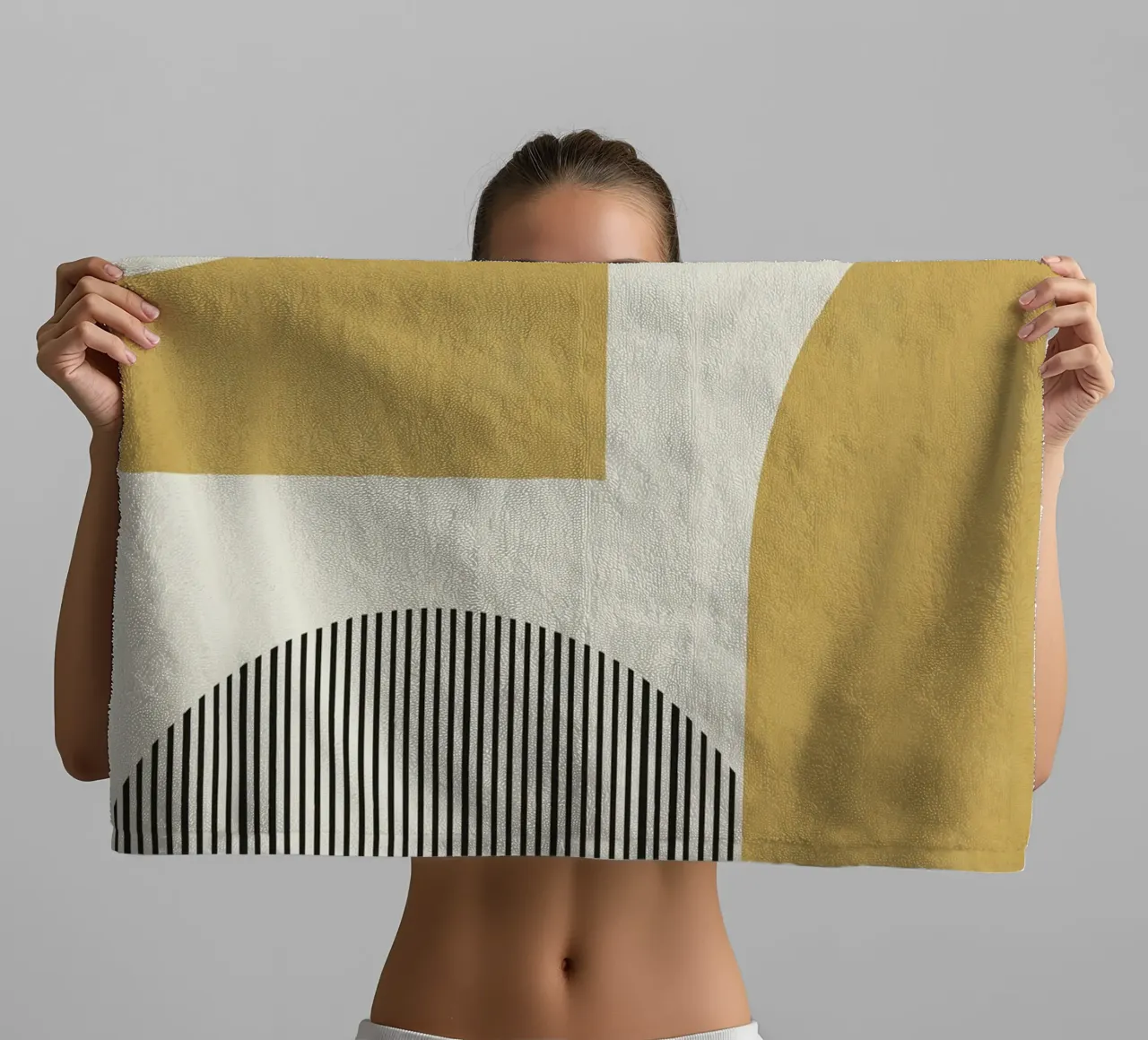 Composizione di linee astratte - Oro asciugamano da bagno da MoonlightPrint