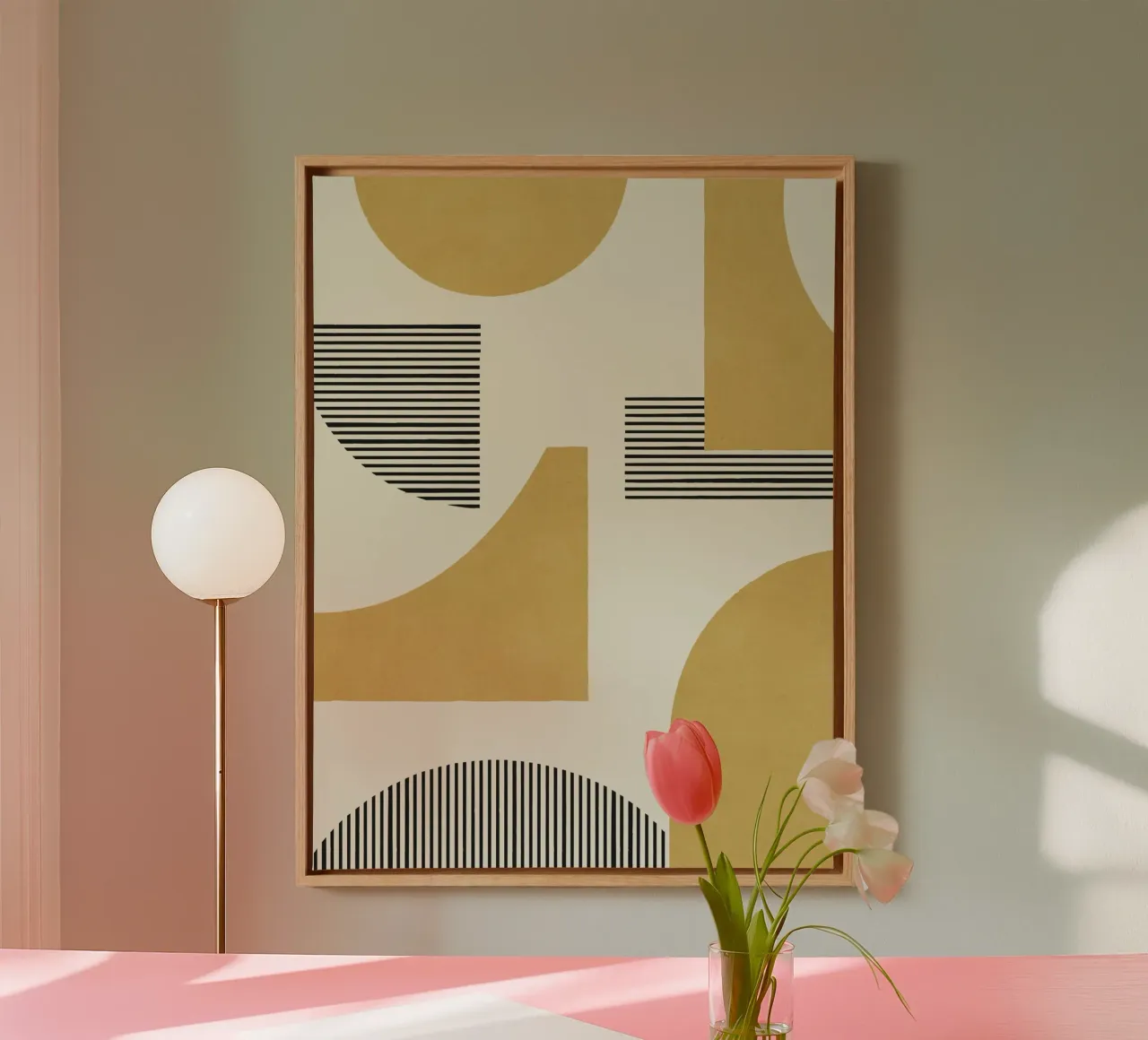 Abstract Lines Composition - Gold toile avec Caisse américaine de MoonlightPrint