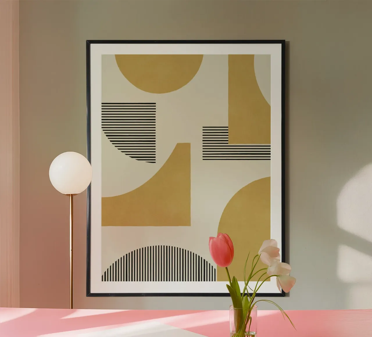 Composizione di linee astratte - Oro poster da MoonlightPrint