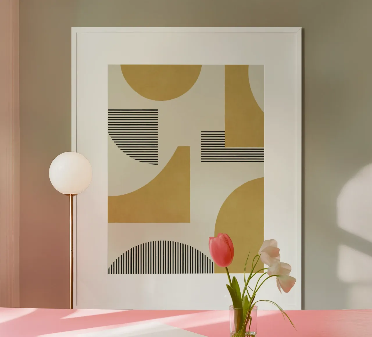 Composizione di linee astratte - Oro poster da MoonlightPrint