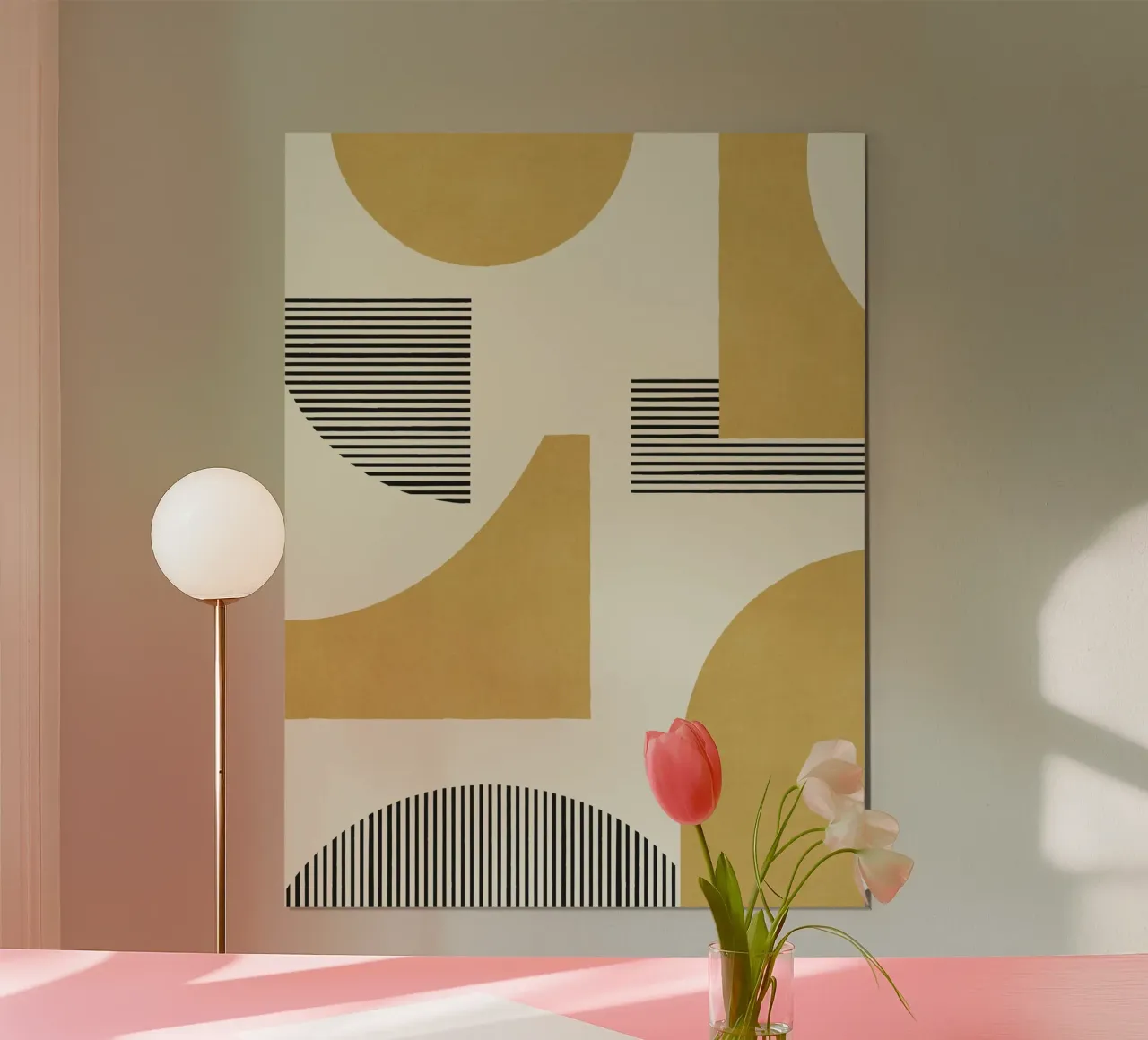 Composizione di linee astratte - Oro poster da MoonlightPrint