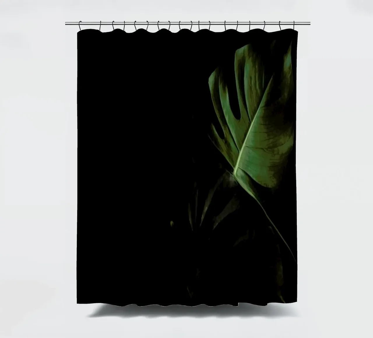 Moody Monstera shower curtain by Studio Nahili
